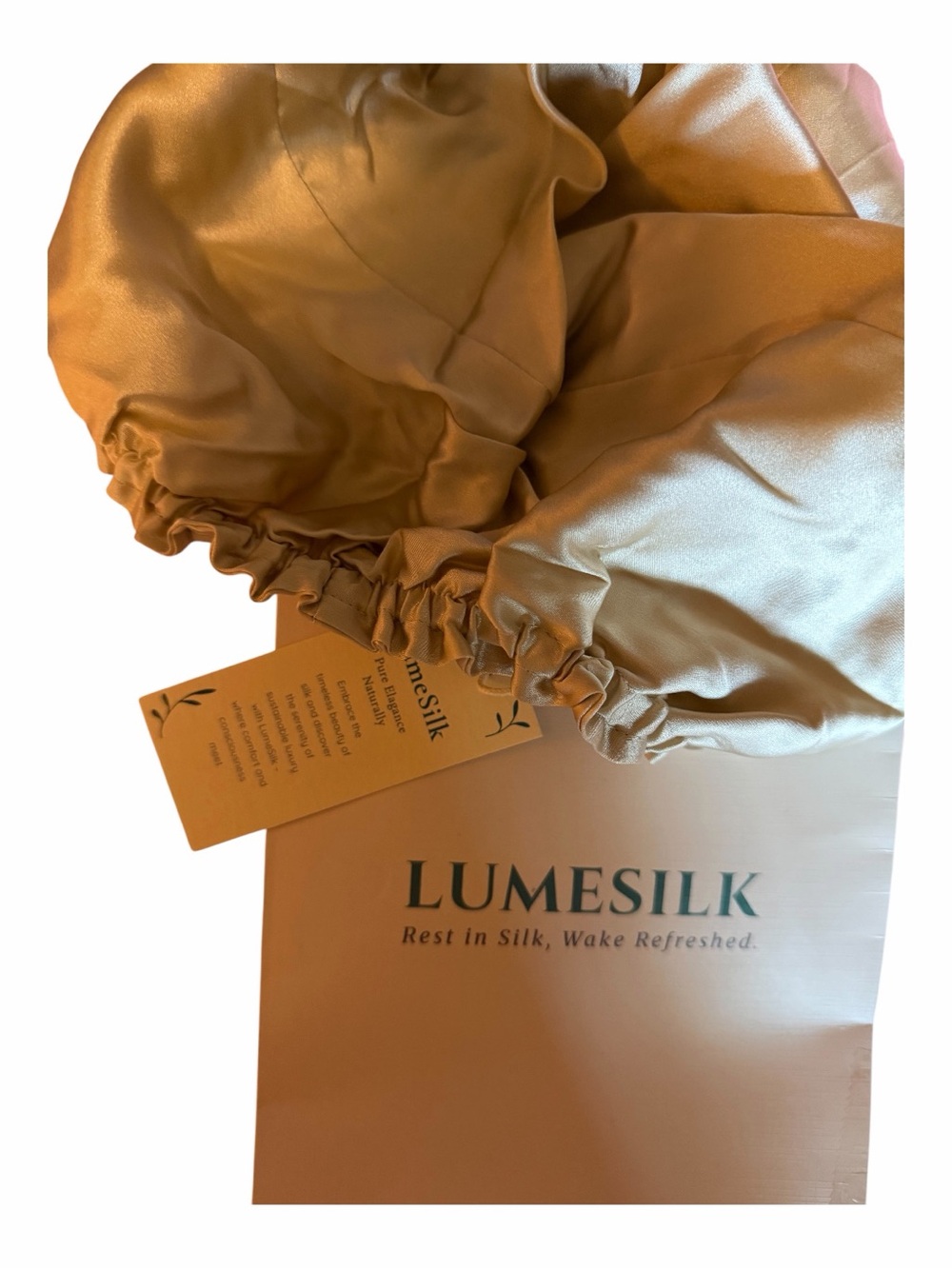 LUMESILK Satin Sleep Bonnet in Champagne